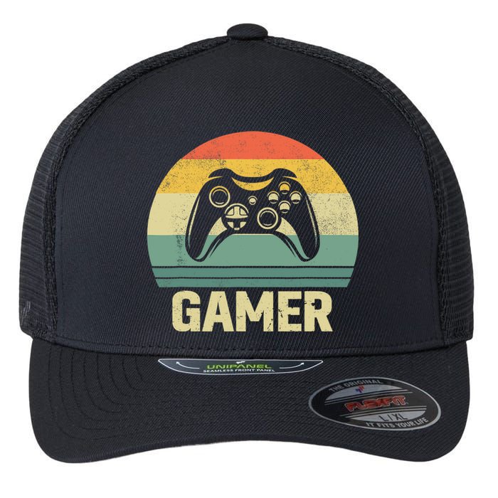 Funny Gamer Vintage Video Games Gaming Gift For Boys Flexfit Unipanel Trucker Cap