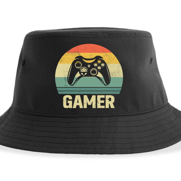 Funny Gamer Vintage Video Games Gaming Gift For Boys Sustainable Bucket Hat