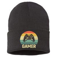 Funny Gamer Vintage Video Games Gaming Gift For Boys Sustainable Knit Beanie