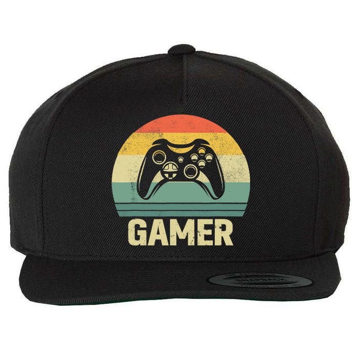 Funny Gamer Vintage Video Games Gaming Gift For Boys Wool Snapback Cap