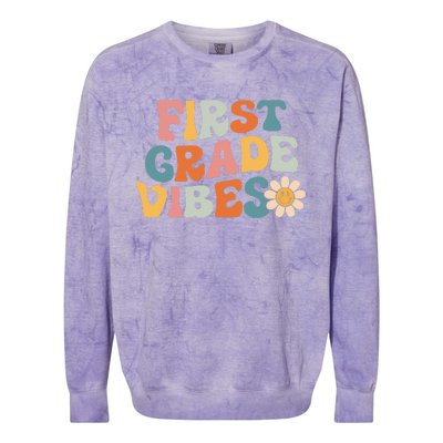 First Grade Vibes 1st Grade Team Retro 1st Day Of School Colorblast Crewneck Sweatshirt