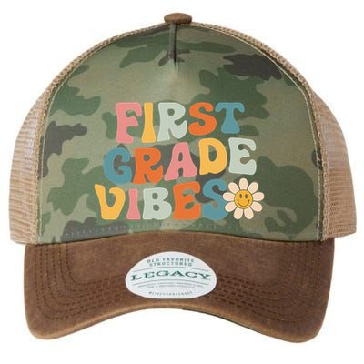 First Grade Vibes 1st Grade Team Retro 1st Day Of School Legacy Tie Dye Trucker Hat