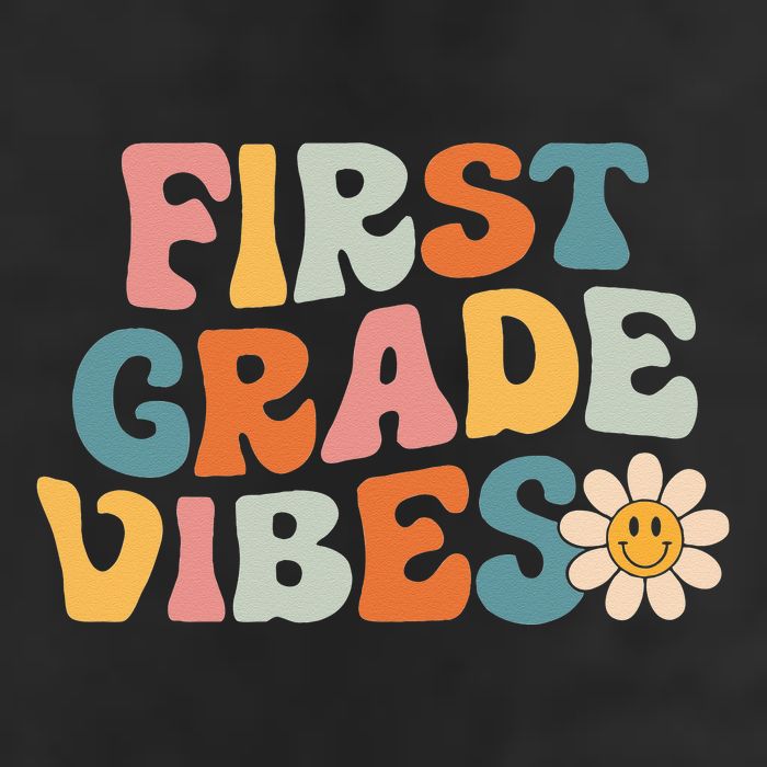 First Grade Vibes 1st Grade Team Retro 1st Day Of School Garment-Dyed Fleece Hoodie