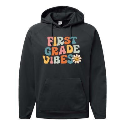 First Grade Vibes 1st Grade Team Retro 1st Day Of School Performance Fleece Hoodie