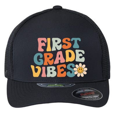 First Grade Vibes 1st Grade Team Retro 1st Day Of School Flexfit Unipanel Trucker Cap