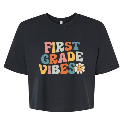 First Grade Vibes 1st Grade Team Retro 1st Day Of School Bella+Canvas Jersey Crop Tee