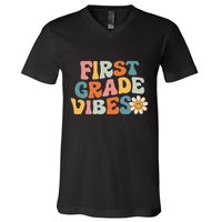 First Grade Vibes 1st Grade Team Retro 1st Day Of School V-Neck T-Shirt