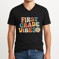 First Grade Vibes 1st Grade Team Retro 1st Day Of School V-Neck T-Shirt