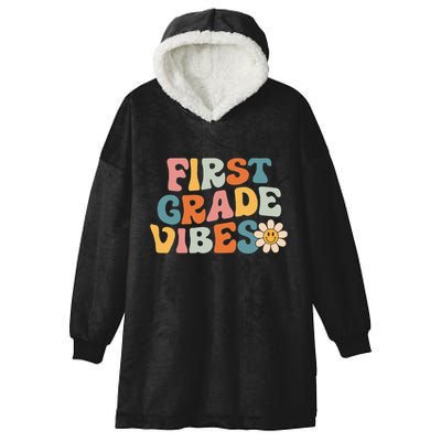 First Grade Vibes 1st Grade Team Retro 1st Day Of School Hooded Wearable Blanket