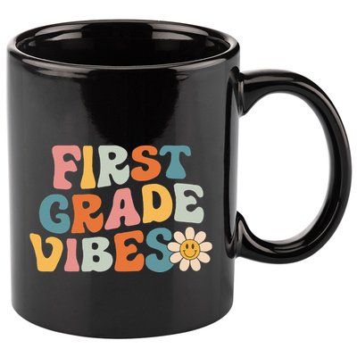 First Grade Vibes 1st Grade Team Retro 1st Day Of School 11oz C Handle Ceramic Mug