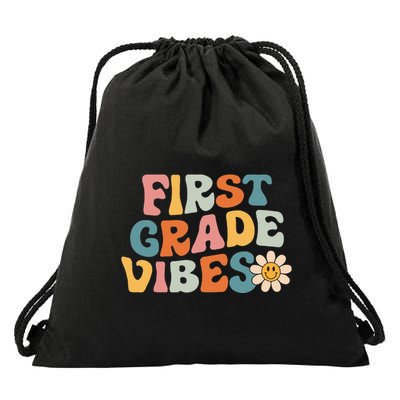 First Grade Vibes 1st Grade Team Retro 1st Day Of School Drawstring Bag