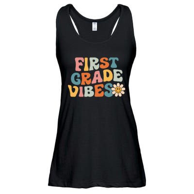 First Grade Vibes 1st Grade Team Retro 1st Day Of School Ladies Essential Flowy Tank