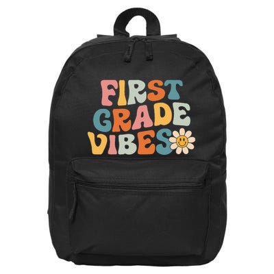 First Grade Vibes 1st Grade Team Retro 1st Day Of School 16 in Basic Backpack