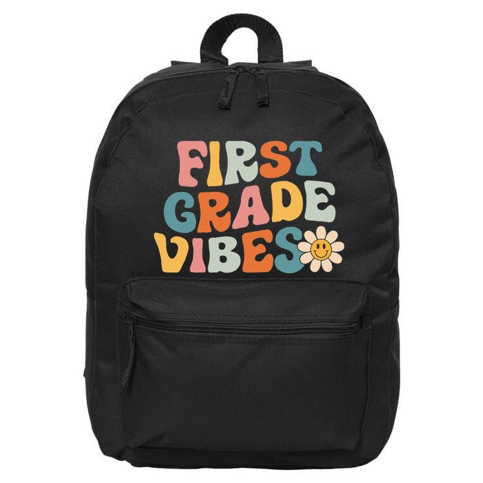 First Grade Vibes 1st Grade Team Retro 1st Day Of School 16 in Basic Backpack