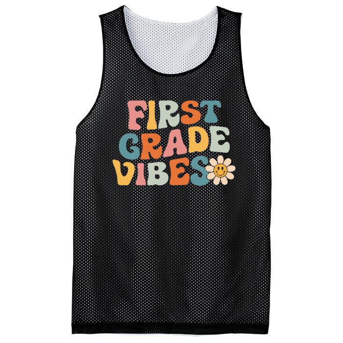 First Grade Vibes 1st Grade Team Retro 1st Day Of School Mesh Reversible Basketball Jersey Tank