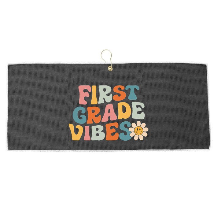 First Grade Vibes 1st Grade Team Retro 1st Day Of School Large Microfiber Waffle Golf Towel