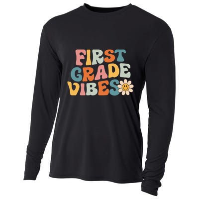 First Grade Vibes 1st Grade Team Retro 1st Day Of School Cooling Performance Long Sleeve Crew