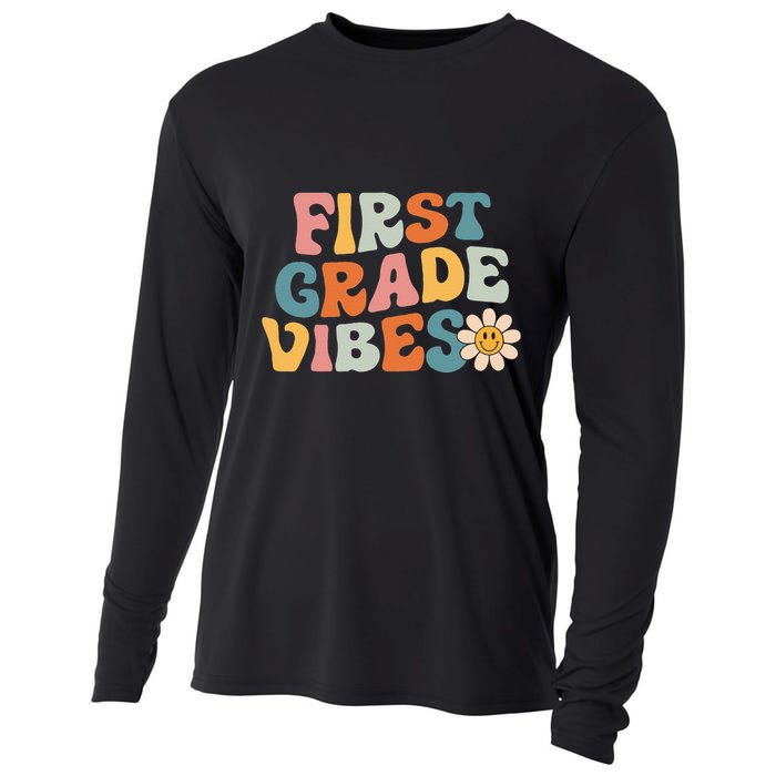 First Grade Vibes 1st Grade Team Retro 1st Day Of School Cooling Performance Long Sleeve Crew