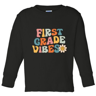First Grade Vibes 1st Grade Team Retro 1st Day Of School Toddler Long Sleeve Shirt