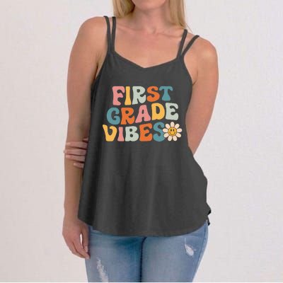 First Grade Vibes 1st Grade Team Retro 1st Day Of School Women's Strappy Tank