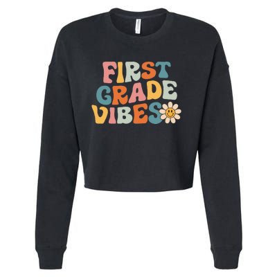 First Grade Vibes 1st Grade Team Retro 1st Day Of School Cropped Pullover Crew