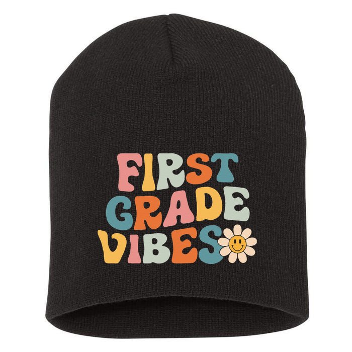 First Grade Vibes 1st Grade Team Retro 1st Day Of School Short Acrylic Beanie