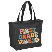 First Grade Vibes 1st Grade Team Retro 1st Day Of School Zip Tote Bag