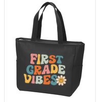 First Grade Vibes 1st Grade Team Retro 1st Day Of School Zip Tote Bag
