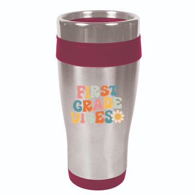 First Grade Vibes 1st Grade Team Retro 1st Day Of School 16oz Travel Tumbler