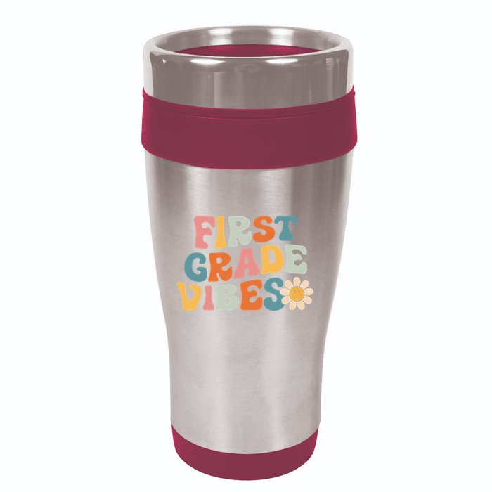 First Grade Vibes 1st Grade Team Retro 1st Day Of School 16oz Travel Tumbler