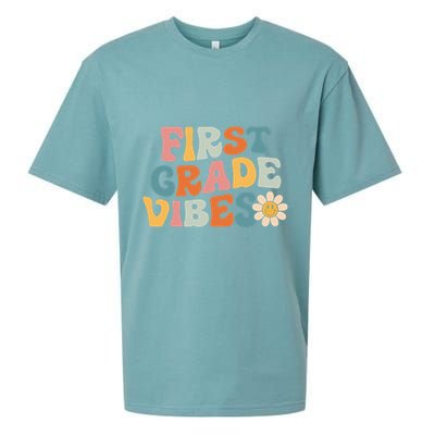 First Grade Vibes 1st Grade Team Retro 1st Day Of School Sueded Cloud Jersey T-Shirt