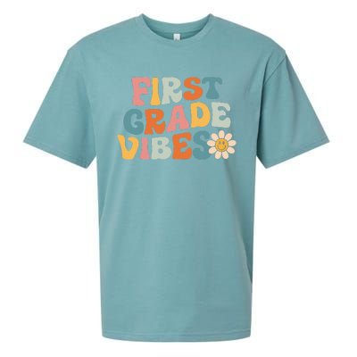 First Grade Vibes 1st Grade Team Retro 1st Day Of School Sueded Cloud Jersey T-Shirt