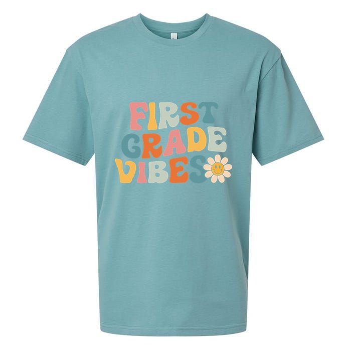 First Grade Vibes 1st Grade Team Retro 1st Day Of School Sueded Cloud Jersey T-Shirt
