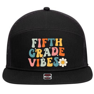 Fifth Grade Vibes 5th Grade Team Retro 1st Day Of School 7 Panel Mesh Trucker Snapback Hat