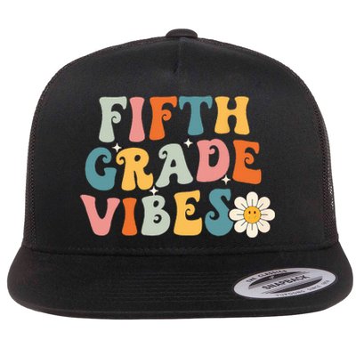 Fifth Grade Vibes 5th Grade Team Retro 1st Day Of School Flat Bill Trucker Hat