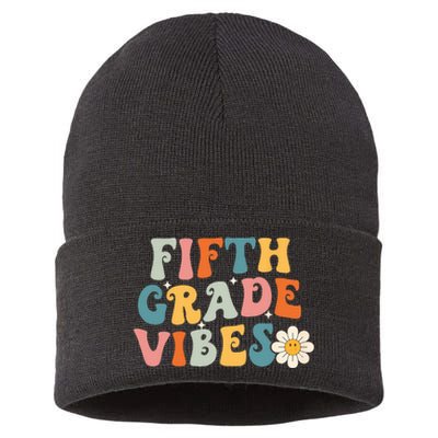 Fifth Grade Vibes 5th Grade Team Retro 1st Day Of School Sustainable Knit Beanie