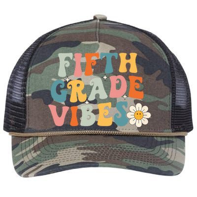 Fifth Grade Vibes 5th Grade Team Retro 1st Day Of School Retro Rope Trucker Hat Cap