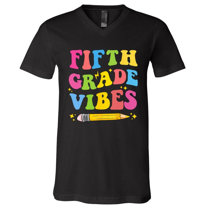 Fifth Grade Vibes Back To School V-Neck T-Shirt