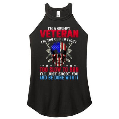 Funny Grumpy Veteran Too Old To Fight To Slow To Run Women's Perfect Tri Rocker Tank