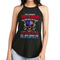 Funny Grumpy Veteran Too Old To Fight To Slow To Run Women's Perfect Tri Rocker Tank