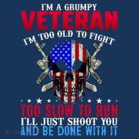 Funny Grumpy Veteran Too Old To Fight To Slow To Run Full-Length Apron With Pockets