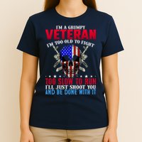 Funny Grumpy Veteran Too Old To Fight To Slow To Run T-Shirt