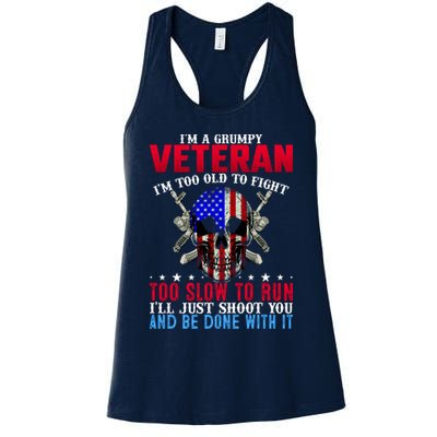 Funny Grumpy Veteran Too Old To Fight To Slow To Run Womens Tank Top