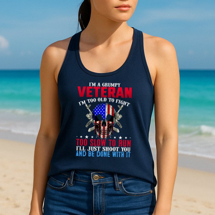 Funny Grumpy Veteran Too Old To Fight To Slow To Run Womens Tank Top