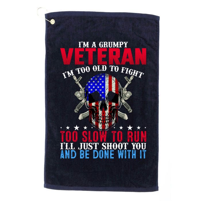 Funny Grumpy Veteran Too Old To Fight To Slow To Run Golf Towel