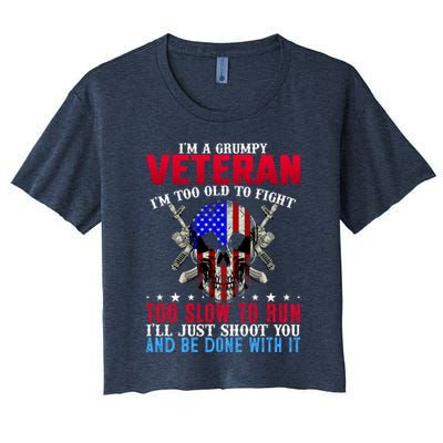 Funny Grumpy Veteran Too Old To Fight To Slow To Run Crop Top
