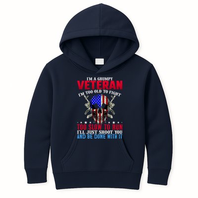 Funny Grumpy Veteran Too Old To Fight To Slow To Run Kids Hoodie