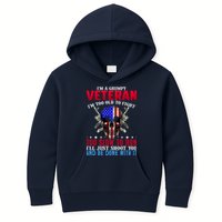 Funny Grumpy Veteran Too Old To Fight To Slow To Run Kids Hoodie