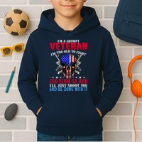 Funny Grumpy Veteran Too Old To Fight To Slow To Run Kids Hoodie