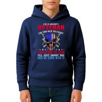 Funny Grumpy Veteran Too Old To Fight To Slow To Run Kids Hoodie
